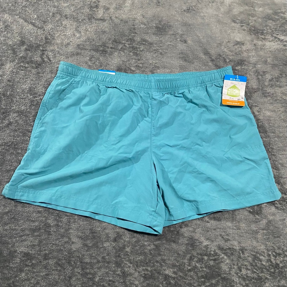 Columbia Sandy River II Shorts Womens XL Teal Blue AL9550-330 Omni-Shield 5"